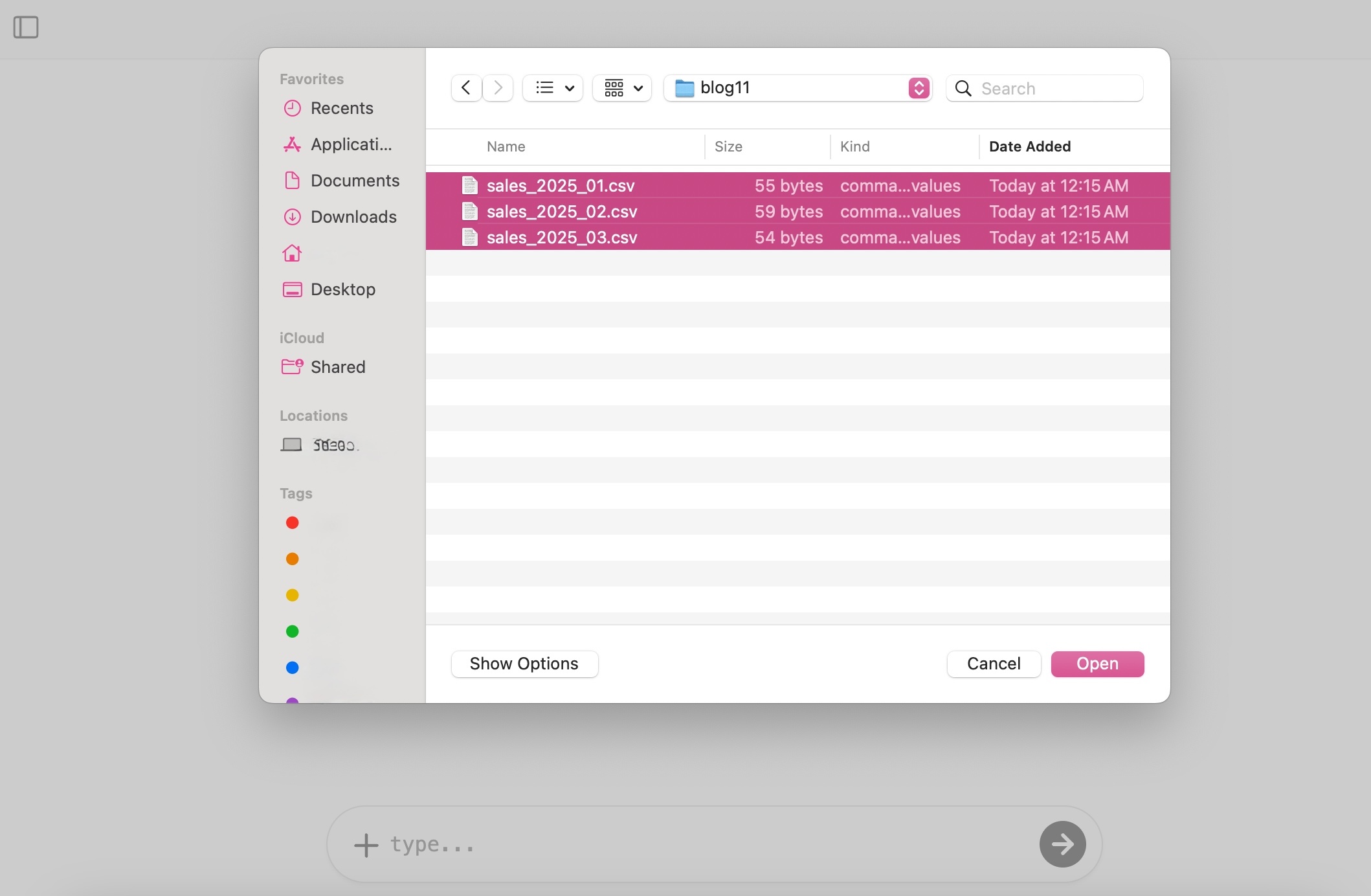 Batch select multiple CSV files in file picker